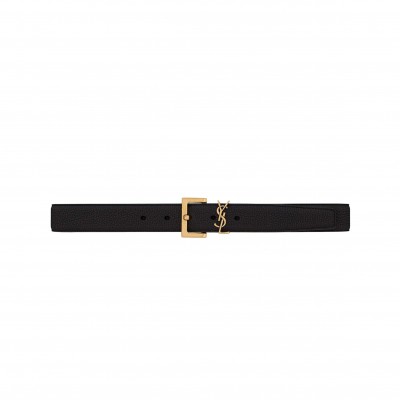 YSL CASSANDRE GRAINED LEATHER SQUARE BUCKLE BELT 634440DTI0W1000